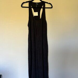 Zara Black Silky Racerback Maxi Dress NWT
